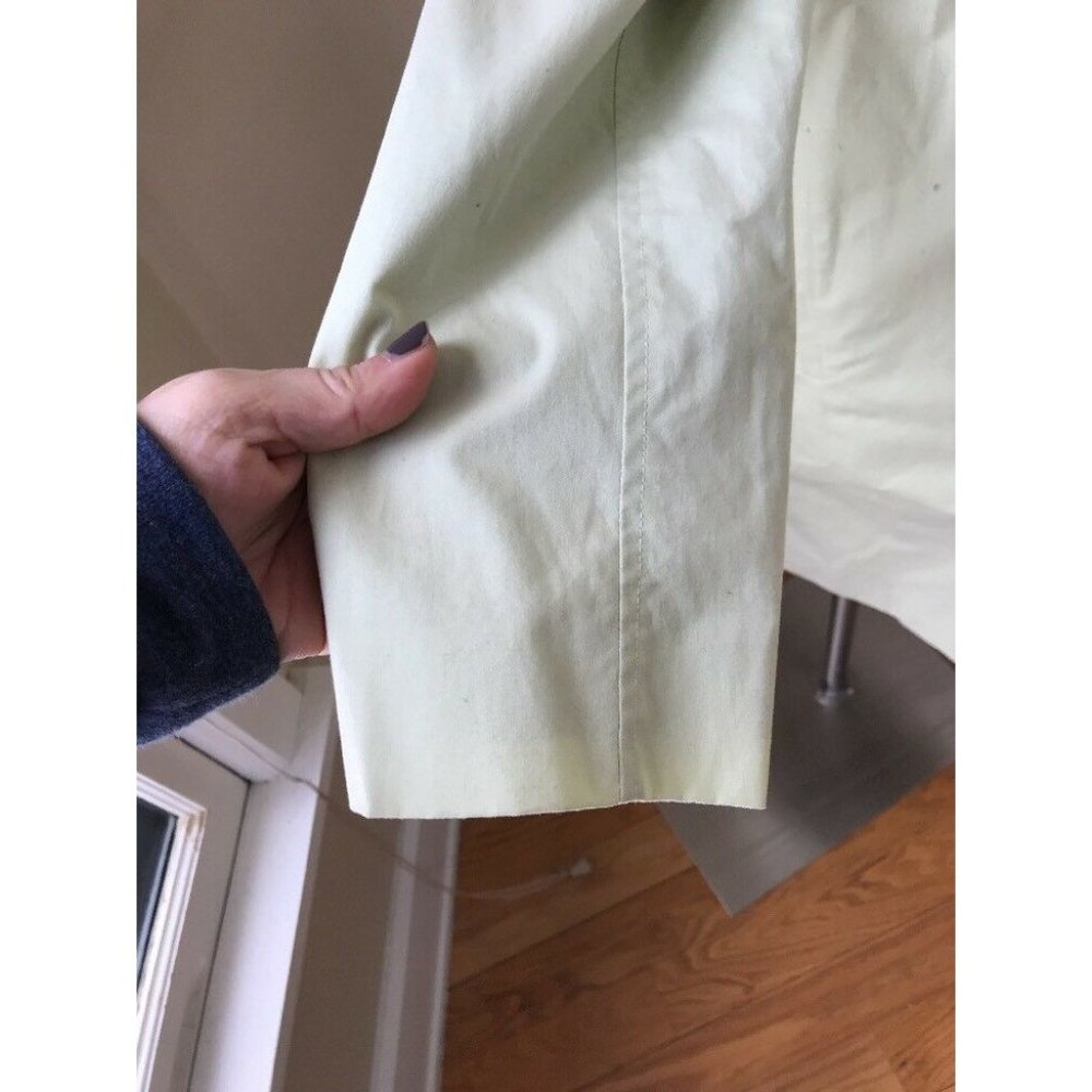 EILEEN FISHER Light Green Cotton Long Trench Coat - Picture 3 of 8